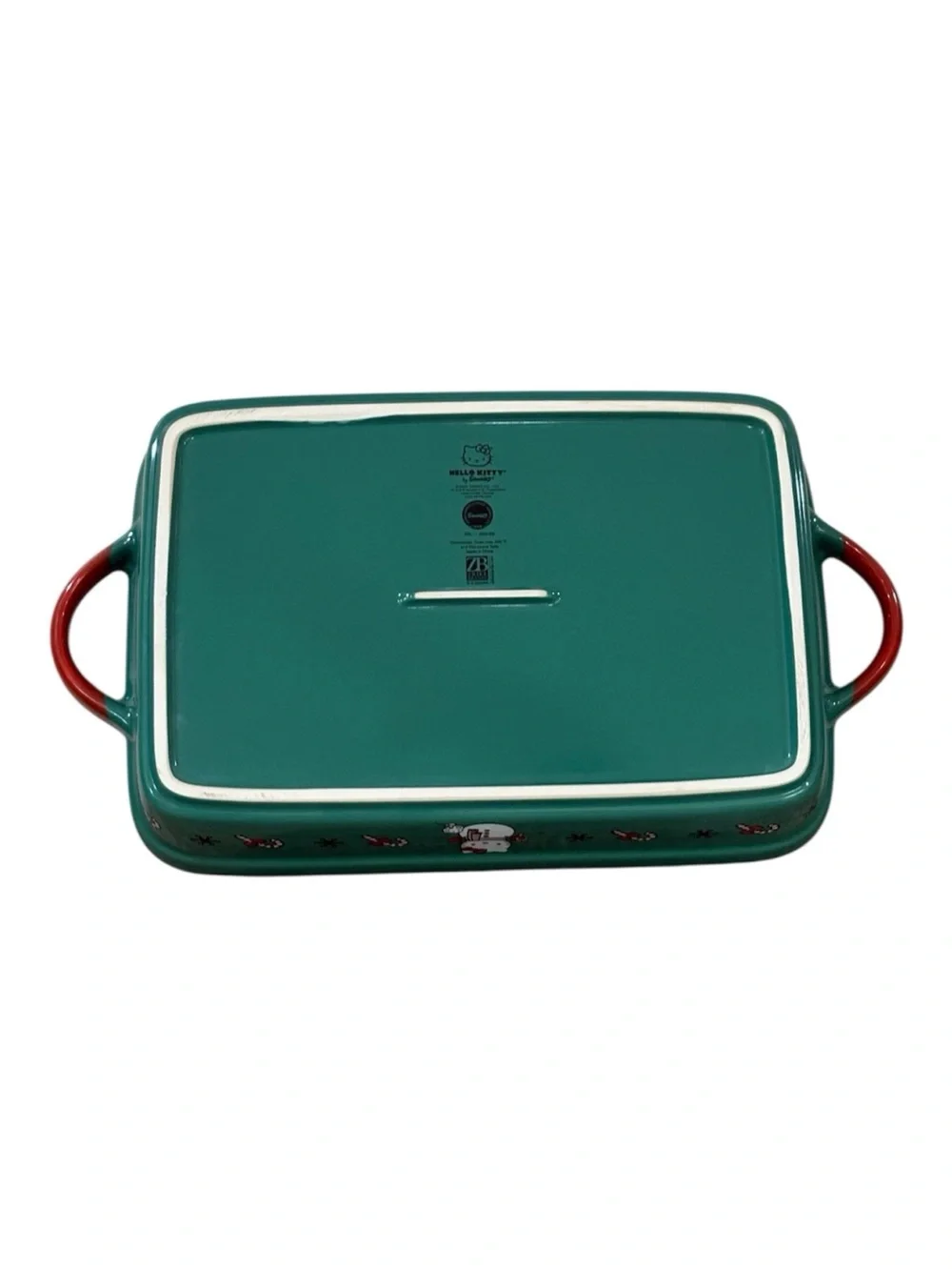 Hello Kitty Rectangle Baking Dish Christmas Snowman Green Sanrio Ceramic Pan